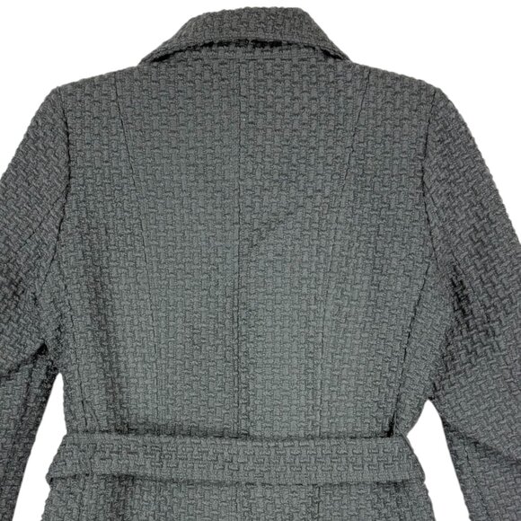 Calvin Klein Women's Linen Blend Dark Grey Textured Belted Pea Coat Size Small - Picture 4 of 10